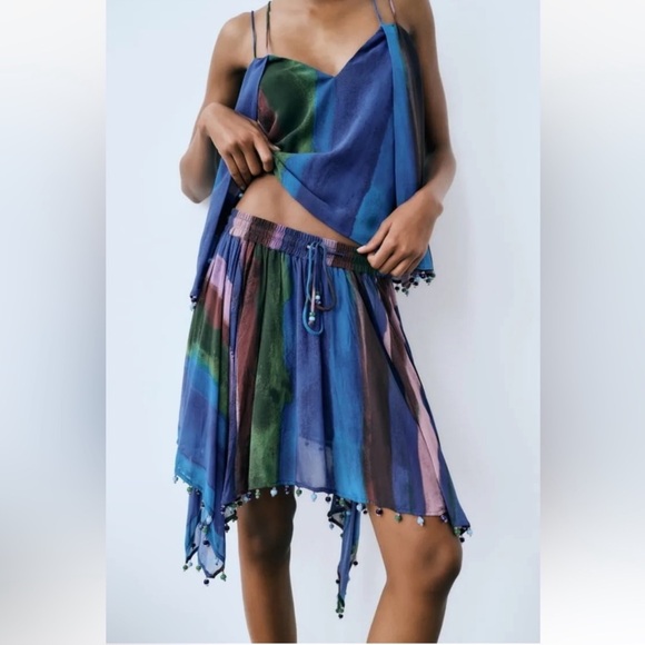 ZARA 2pc SET BEADED CAMISOLE & SKIRT Size MEDIUM - Picture 3 of 7